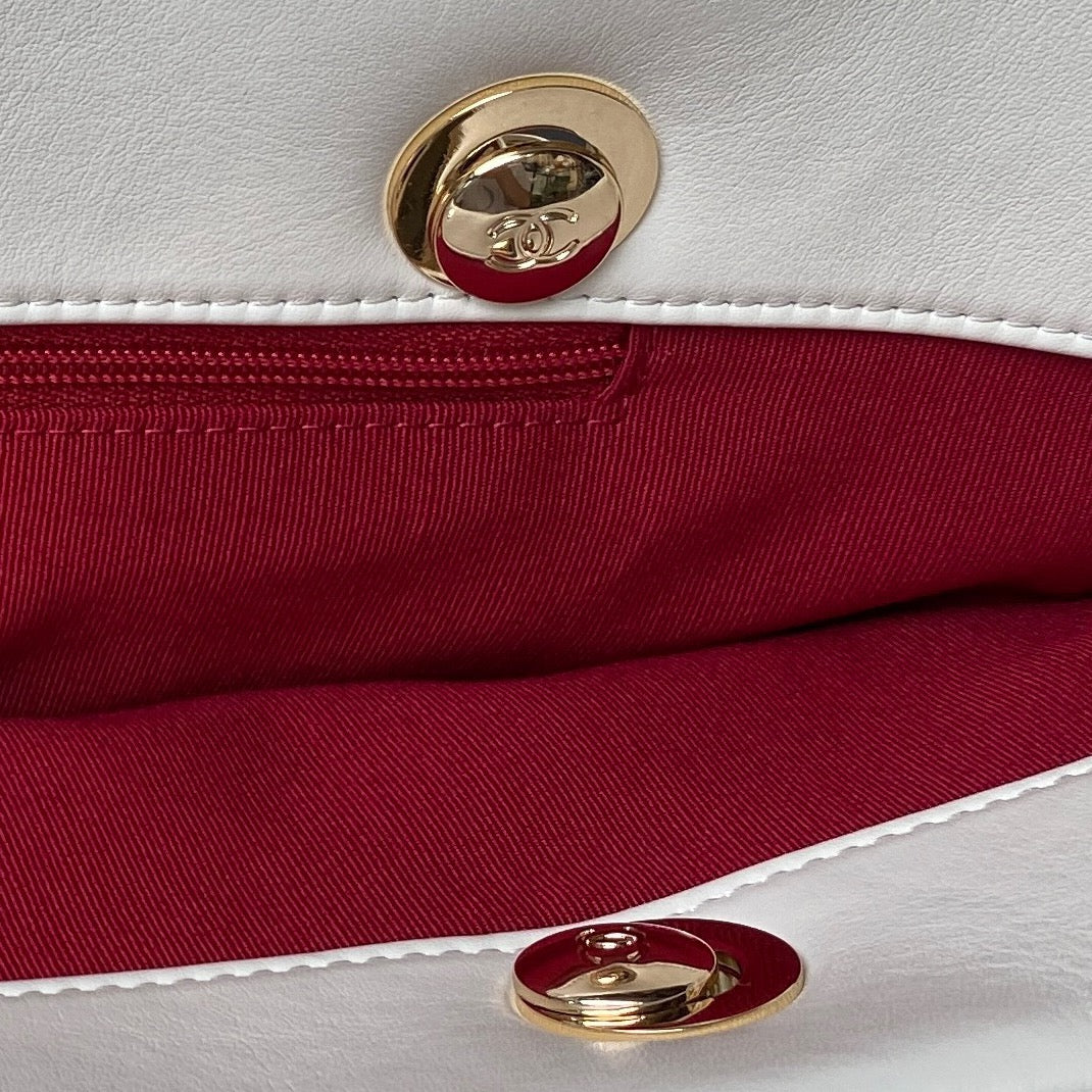 23P Hobo Shopping White Calfskin Gold Hardware